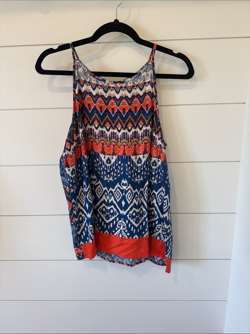 Renee C. Boho Blue & Red Printed Spaghetti Strap Tank
